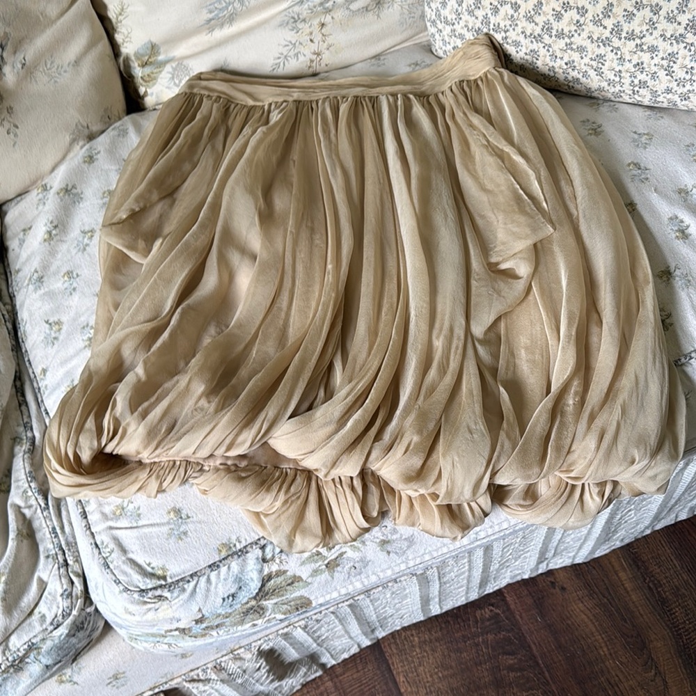 Ralph Lauren Black Label Tan Gold Mini Bubble Skirt